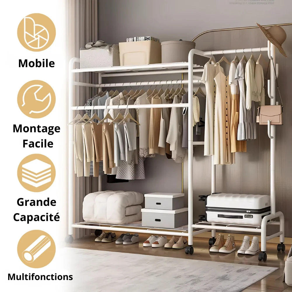 Portant à Vêtement à Roulettes Blanc disponible sur My Store