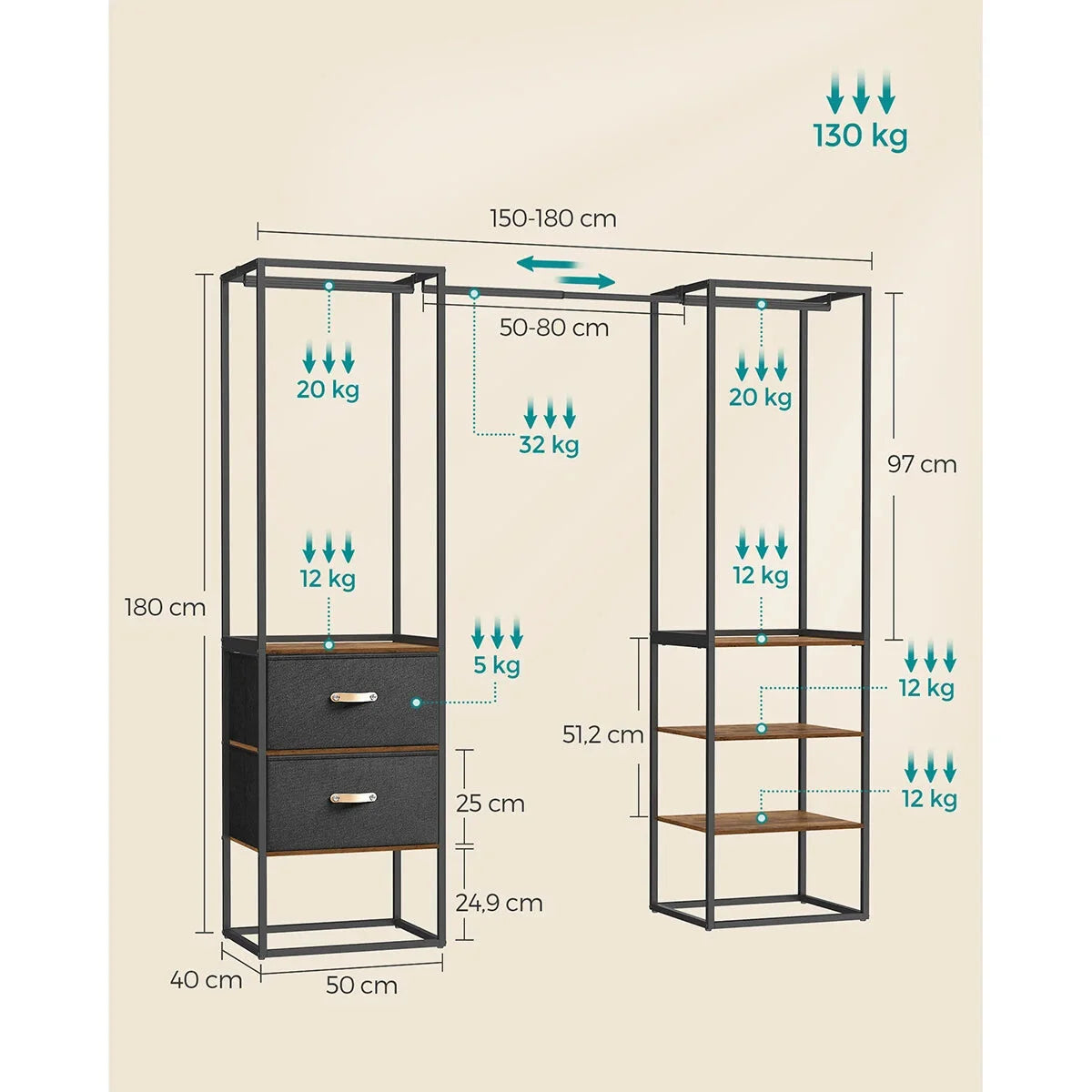 Portant Vêtement 180 cm disponible sur Mon Portant Vetement