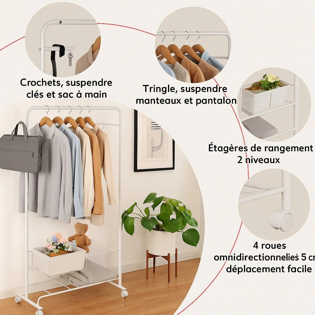 Portant Vêtements Solide Roulettes disponible sur Mon Portant Vetement